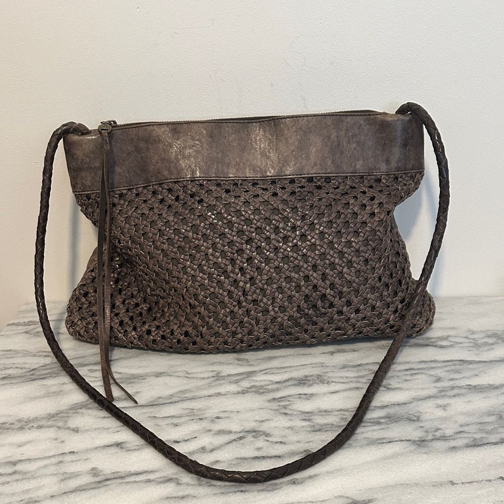 HOBO International Daydream Lattice Artisan Weave Crossbody brown soft leather